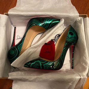 Christian Louboutin Pigalle Follies 120 Patent Malachite  37.5